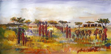 eciding à Move Afriqueine Peinture à l'huile